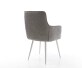 Chaise-de-salle-à-manger Heira-Flex avec accoudoirs bouclé gris argenté 4 pieds coniques acier inoxydable brossé ressorts ensachés 4